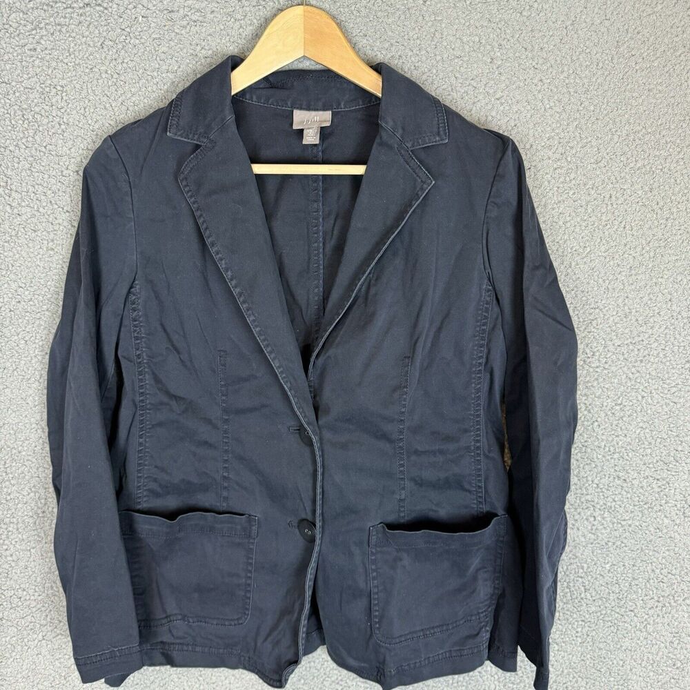 J Jill Blazer Jacket Women's XS Petite Blue Cotton Stretch Casual Lightweight